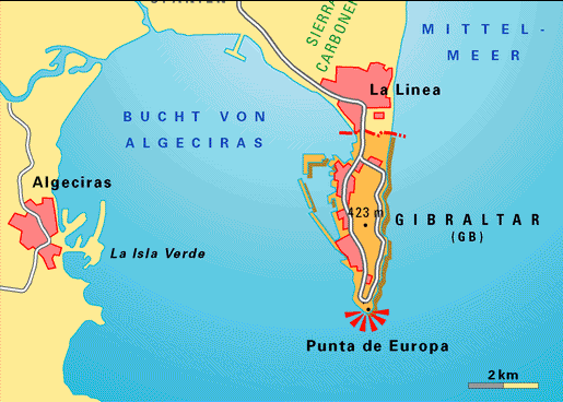 Übersichtskarte Gibraltar