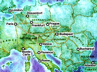Streckenkarte des Venice-Simplon Orient Express -> mehr dazu